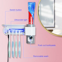 Load image into Gallery viewer, 2 in 1 UV Light Ultraviolet Toothbrush Sterilizer Automatic Toothpaste Dispenser Toothbrush Holder Home