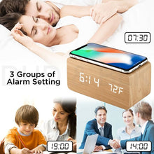 Load image into Gallery viewer, LED Electric Alarm Clock W/ Qi Wireless Phone Charger Charging Pad Station