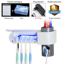 Load image into Gallery viewer, 2 in 1 UV Light Ultraviolet Toothbrush Sterilizer Automatic Toothpaste Dispenser Toothbrush Holder Home