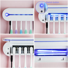 Load image into Gallery viewer, 2 in 1 UV Light Ultraviolet Toothbrush Sterilizer Automatic Toothpaste Dispenser Toothbrush Holder Home