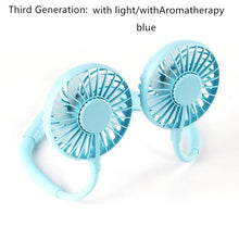 Load image into Gallery viewer, Neck Band Fan Portable Mini Double Wind Head Neckband Fan with USB Rechargeable Air Cooler for Traveling Outdoor Office Portable