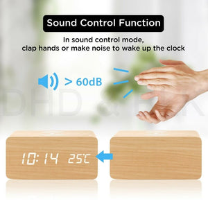 LED Electric Alarm Clock W/ Qi Wireless Phone Charger Charging Pad Station