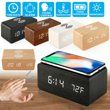 Load image into Gallery viewer, LED Electric Alarm Clock W/ Qi Wireless Phone Charger Charging Pad Station
