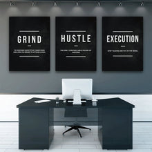 Load image into Gallery viewer, Grind Hustle  Execution Wall Art Canvas Prints Office Decor Motivational Modern Art Entrepreneur Motivation Painting Pictures
