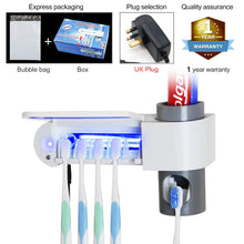 Load image into Gallery viewer, 2 in 1 UV Light Ultraviolet Toothbrush Sterilizer  Automatic Toothpaste Dispenser Toothbrush Holder Home
