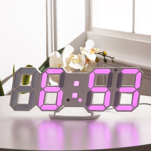 3D LED Wall Clock Modern Design Digital Table Clock Alarm Nightlight