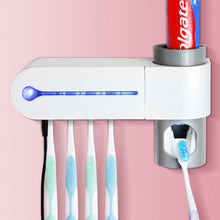 Load image into Gallery viewer, 2 in 1 UV Light Ultraviolet Toothbrush Sterilizer  Automatic Toothpaste Dispenser Toothbrush Holder Home
