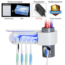 Load image into Gallery viewer, 2 in 1 UV Light Ultraviolet Toothbrush Sterilizer  Automatic Toothpaste Dispenser Toothbrush Holder Home
